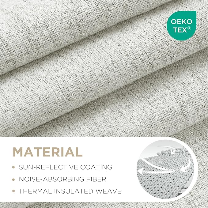 Joydeco Blackout Curtains for Bedroom - 100% Light Blocking 2 Panels Set White Drapes 66" W x 108" L, Thermal Insulated Room Darkening Curtains, Linen Textured for Living Room, Rod Pocket & Back Tabs