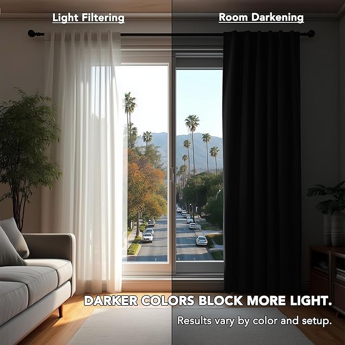 Deconovo Blackout Curtains, Thermal Insulated, W70 x L84 2 Panels, Back Tab, Machine Washable, Room-Darkening Drapes for Bedroom/Living Room Black