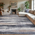 Lansny Modern Abstract 9x12 Large Machine Washable Living Room Rug Non-Slip Soft Bedroom Area Rug Grey Black Multi Ultra Thin Print Faux Wool Carpet Throw Rugs for Nursery Playroom Dining Room Indoor