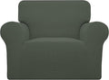 Easy-Going Stretch Chair Sofa Slipcover 1-Piece Couch Sofa Cover Furniture Protector Soft with Elastic Bottom for Kids, Pet. Spandex Jacquard Fabric Small Checks (Chair, Olive Green)