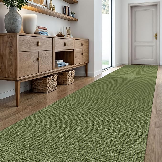 KOZYFLY Extra Long Runners for Hallways 3x20 ft Washable Kitchen Runner Non Slip Rubber Backed Hallway Rug Cotton Entryway Runner Rug Floor Carpet for Indoor Hall, Kitchen, Bright Green/Earthy Green