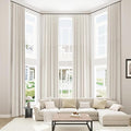 Guken Cream 100% Blackout Cream Linen Curtains 52 Inch Wide by 148 Inch 2 Panels Set for Living Room Bedroom Back Tab/Rod Pocket Thermal Insulated Black Out Drapes Room Darkening Window Curtains