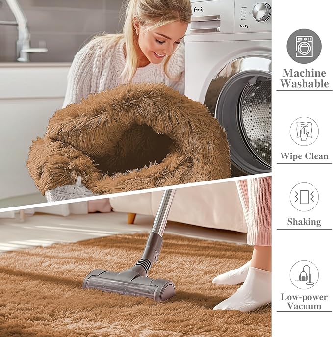 OLANLY 9x12 Machine Washable Large Area Rugs for Living Room, Bedroom, Soft Fluffy Shaggy Bedside Rug, Indoor Floor Carpet for Kids Girls and Boys, Dorms, Home Decor Aesthetic, Khaki
