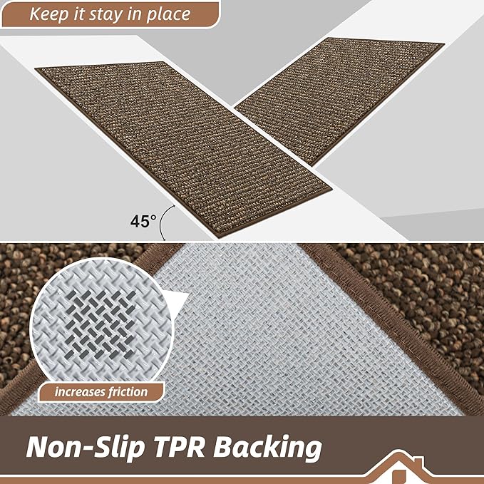 BEQHAUSE Kitchen Runner Rugs 24"x72", Non-Slip Kitchen Mats for Floor, Super Absorbent and Stain Resistant Kitchen Rug, Machine Washable Rugs for Kitchen, Hallway, Laundry & Sink, Brown