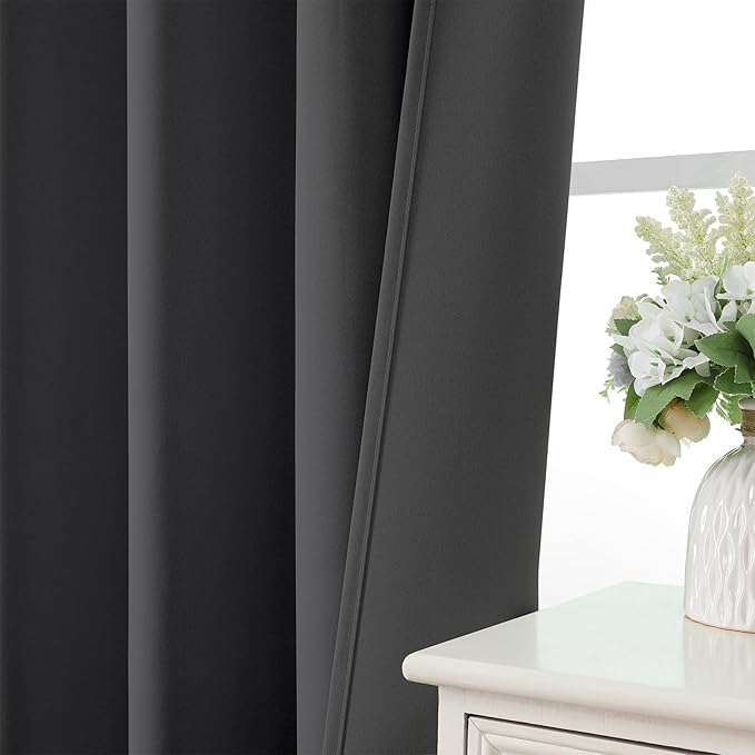 CUCRAF Dark Grey Blackout Curtains Customize, Rod Pocket Room Darkening Curtain for Bedroom Living Room, Thermal Insulated Window Drapes 1 Panel (Custom Size, Color)