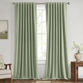 MIULEE 100% Blackout Linen Curtains for Bedroom, Sage Green Solid Luxury Decor Thermal Insulation Room Darkening Drapes for Living Room Nursery Back Tab Rod Pocket 42 x 108 Inches, 2 Panels