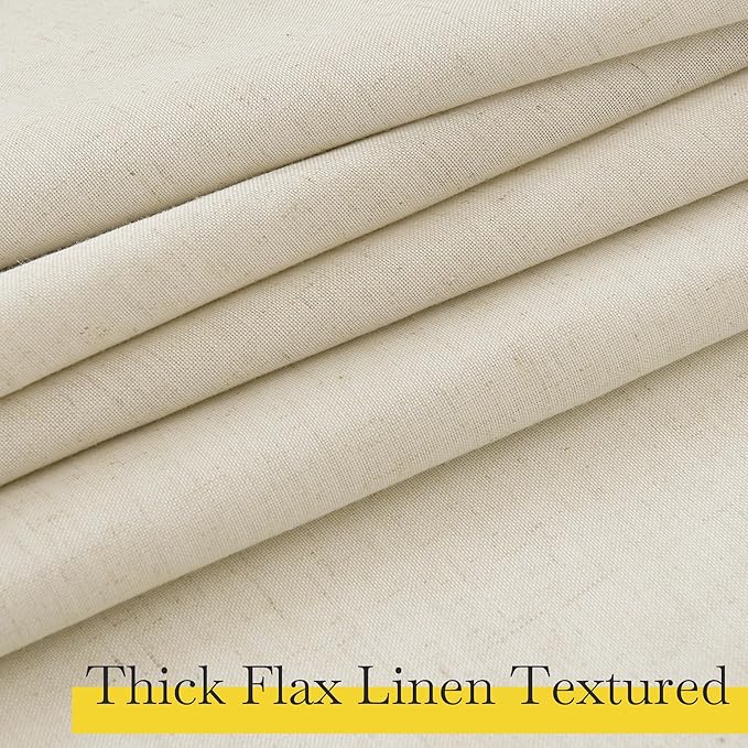 NICETOWN Natural Thick Linen Full Blackout Curtains for Living Room and Bedroom, W52 x L96, 2 Panels Bronze Grommet 2 Layers Window Treatment with White Liner Privacy Protection Sound Blocking