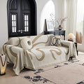 MYSKY HOME Couch Cover for 3 Cushion Sofa, Super Soft Boho Couch Covers for Dogs Washable, Jacquard Slipcover Furniture Protector for Living Room, 91" x 118", Khaki Curve