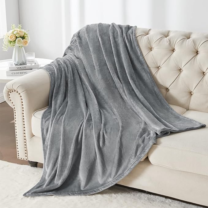 BEDELITE Fleece Blanket Grey Throw Blanket for Couch & Bed, Luxury Plush Cozy Fuzzy Blanket 50" x 70", Super Soft Warm Lightweight Fall Throw Blanket for Travel Camping