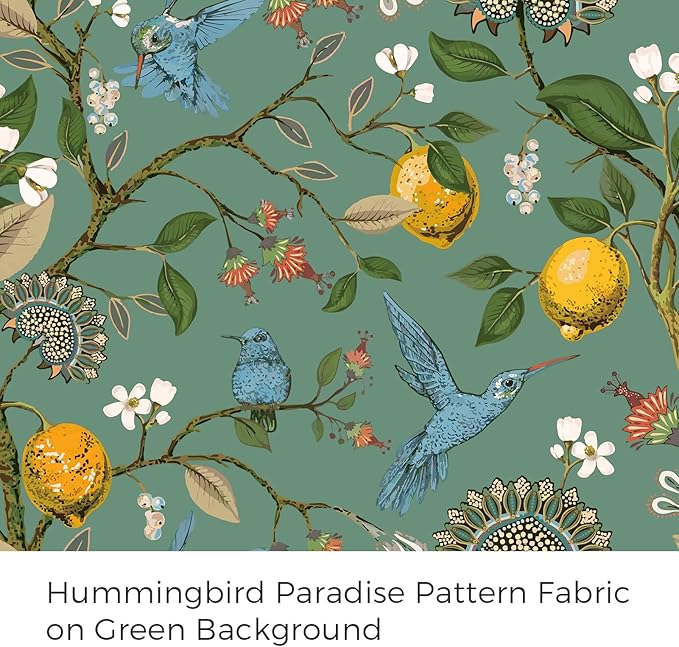 Topfinel 92 Inches Long Custom Sage Green Luxury Curtains for Living Room Bedroom, Blackout Vintage Victorian Curtains Floral Lemon Hummingbird Printed Grommet Drape 92 Inch Length