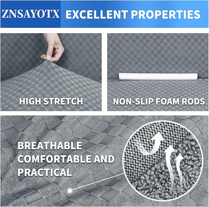 ZNSAYOTX 1 Piece Jacquard Chair Slipcovers for Living Room High Stretch Chair Covers with Arms Anti Slip Pets Friendly Couch Sofa Armchair Cover Furniture Protector (Chair, Light Grey)
