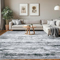Lansny Modern Abstract 8x10 Large Machine Washable Living Room Rug Non-Slip Soft Bedroom Area Rug Black Gray White Ultra Thin Print Faux Wool Carpet Throw Rugs for Nursery Playroom Dining Room Indoor