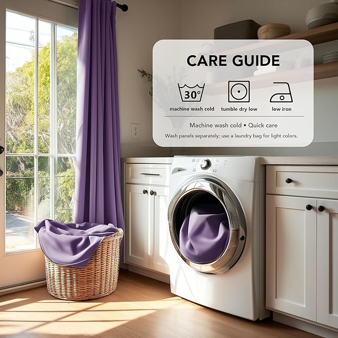 Deconovo Blackout Curtains, Thermal Insulated, W42 x L72 2 Panels, Back Tab, Machine Washable, Room-Darkening Drapes for Bedroom/Living Room Purple Grape