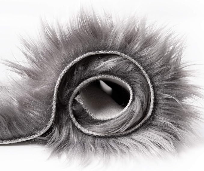 Ashler faux fur rug, Fluffy Shaggy Area Rug Ultra Soft 2 x 6 Feet Sheepskin Fur Rug, Grey Fuzzy Rug Machine Washable Shag Rug, Nursery Decor Throw Rugs for Bedroom, kids room, Living Room