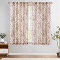 jinchan Linen Blend Curtain Floral Curtains for Living Room 63 Inch Length Farmhouse Brick Red Printed Curtain Rod Pocket Back Tab Peony Flower Patterned Drapes Curtains Set 2 Panels