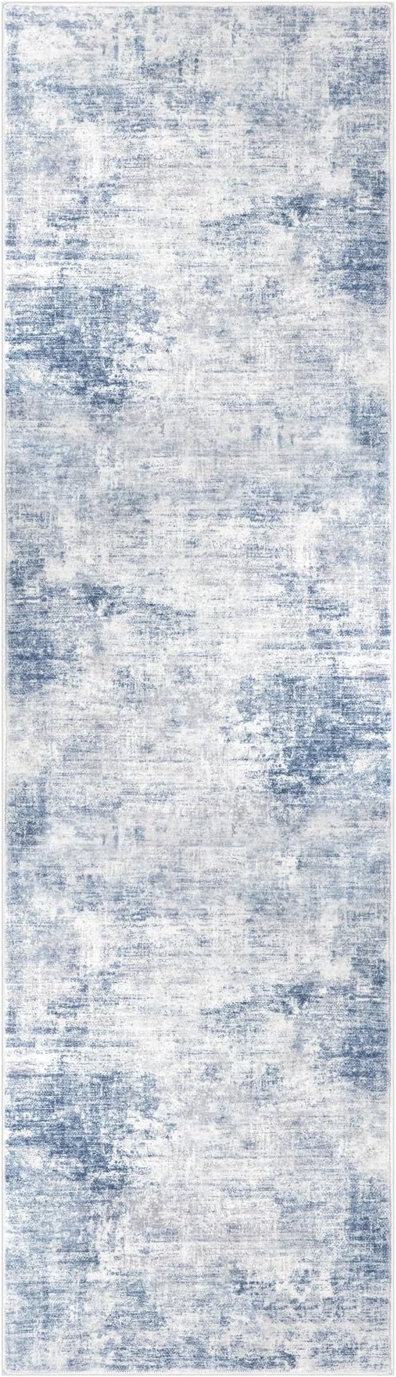 IOHOUZE Abstract Runner Rug 2x7 Ft Washable Runners for Hallways, Non Slip Kitchen Runner Printed Faux Wool Entryway Runners Indoor, Modern Floor Carpet for Hall Kitchen Bedroom, Light Blue Grey