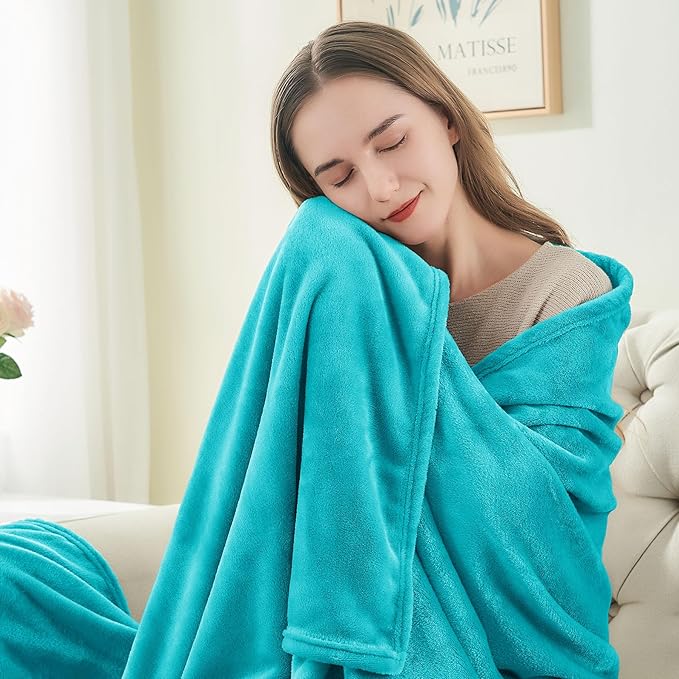 BEDELITE Fleece Blankets Queen Size Teal Throw Blankets for Bed, Luxury Plush Cozy Fuzzy Blanket 90x90 inches, Super Soft Warm Lightweight Throw Blanket All Seasons Suitable