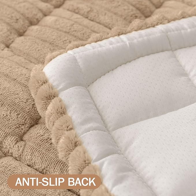 Smiry Couch Cover for Dogs Washable, Non Slip Fuzzy Pet Couch Covers for 3 Cushion Sofa Pet Friendly, Thick Soft Sofa Slipcovers Cushion Protector (Khaki, 27.6" x 70.9")