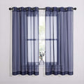 NICETOWN Sheer Curtains Voile Panels - Ring Top Light Weight Voile Window Draperies for Bedroom/Nursery/Dorm (W54 x L63 Inches, Dark Blue, Set of 2)
