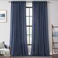 Navy Blue Curtains for Living Room Back Tab Modern Farmhouse Semi Sheer Blue Curtains 144 inches Long 2 Panels Set Muted Neutral Window Curtain for Dining Room Bedroom 52x144
