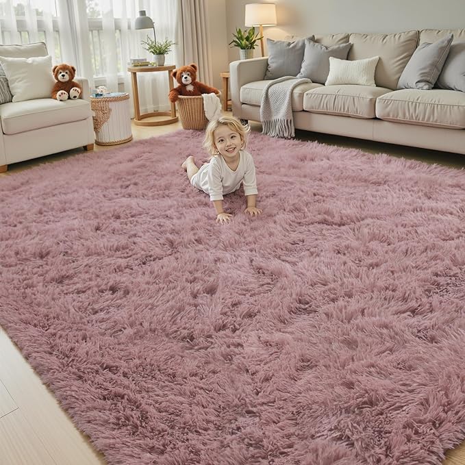 Rugs for Living Room 5x8, Alfombras para Salas Shag Large Plush Soft Area Rug, Shaggy Carpets for Bedroom, Kids Boys Girls Home Decor Aesthetic(Blush, 5 x 8)
