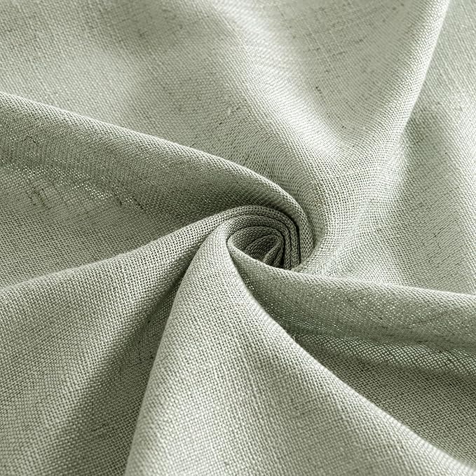 MIULEE Sage Linen Curtains 96 Inch Length 2 Panels for Bedroom Living Room,Green Soft Thick Linen Textured Window Drapes Semi Sheer Light Filtering Back Tab Rod Pocket Burlap Look Decor