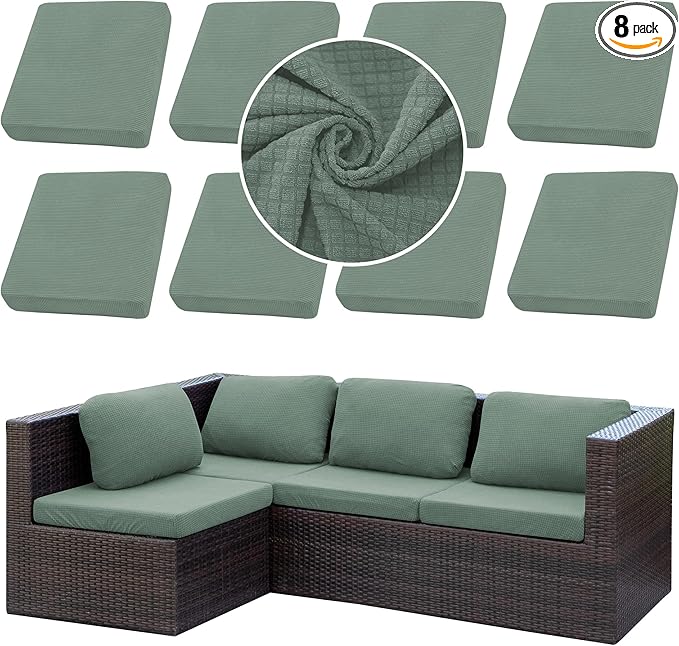 Outdoor Cushion Covers Set,8PCS Patio Furniture Couch Seat Slipcovers, Replacement for Sofa Sectional Chair(Cover，Only)
