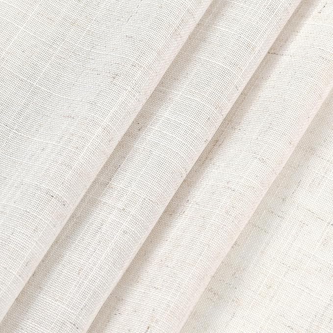 Ivory White Linen Back Tab Curtains 84 Inch Length for Bedroom/Living Room 2 Panel Set Neutral Modern Farmhouse Window Privacy Semi Sheer Linen Drapes Rustic Pinch Curtain Ivory 52X84