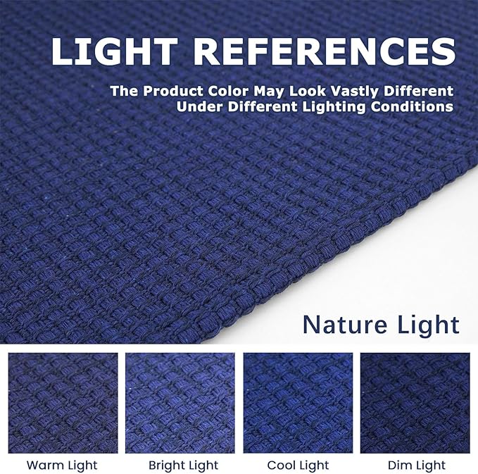 KOZYFLY Rugs for Entryway 3x5 ft Washable Area Rug Non Slip Rubber Backed Entry Rug Woven Indoor Door Mat Cotton Kitchen Rugs Floor Carpet for Entryway, Foyer, Backdoor, Royal Blue/Navy