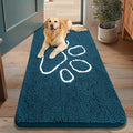 Smiry Dog Door Mat for Muddy Paws, Absorbent Dirt Trapper Non Slip Quick Dry Washable Chenille Mat for Mud Dogs, Entry Rug for Indoor and Outdoor (48x30 Inches, Atlantic Blue and White)