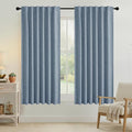 RYB HOME Smoky Blue 100% Blackout Curtains 63 inch Long, Light Blacking & Thermal Insulated Curtains for Nursery/Bedroom/Boys'Room, Back Tab & Rod Pocket Window Treatment, W52 x L63, 2 Panels