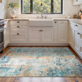 Area Rug 4x6 Blue Rug Washable Boho Rugs Non Slip Low Pile Abstract Small Carpet for Entryway, Bedroom, Kitchen, Classroom, Kids Room, Office, Dorm, Dining Room