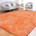 Goideal Fluffy Rug for Bedroom Living Room, 6x9 Orange Area Rugs, Faux Fur Shag Modern Carpet Ultra Soft Girls Boys Room Home Decor, Tie-Dyed