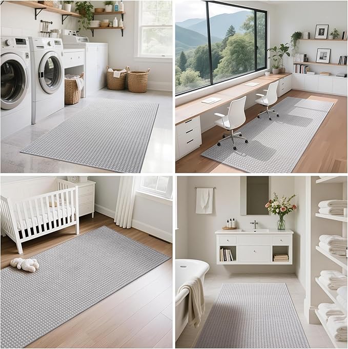 YDKGL 3x5 ft Area Rug Entryway Runner Rug Non Slip Washable, Boho Woven Kitchen Runner Rugs Door Mat Entry Rugs Carpet for Indoor Foyer Backdoor Hallway Floor Bedroom Living Room, Easy Clean, Gray