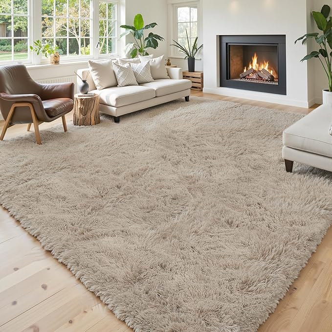 Rugs for Living Room 5x8, Alfombras para Salas Shag Large Plush Soft Area Rug, Shaggy Carpets for Bedroom, Kids Boys Girls Home Decor Aesthetic(Beige, 5 x 8)