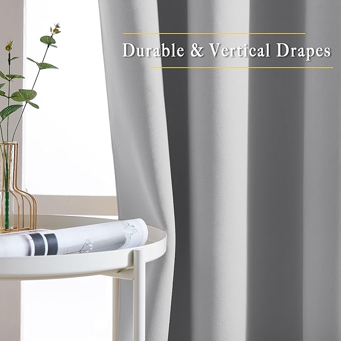 NICETOWN Insulated Blackout Curtains and Drapes - Energy Saving Thermal Insulated Solid Grommet Blackout Draperies for Sliding Glass Door/Patio (1 Pair, W80 x L84, Silver Grey)