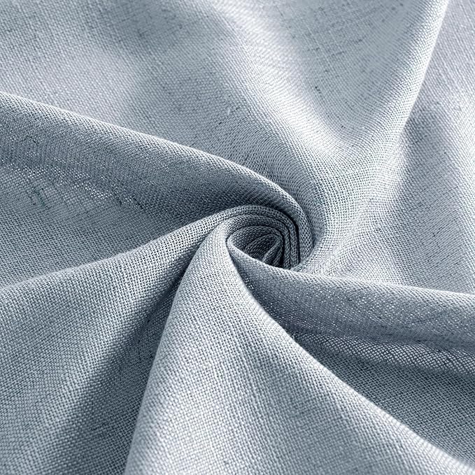 MIULEE Chambray Blue Linen Curtains 84 Inch Length 2 Panels for Bedroom Living Room, Soft Linen Textured Window Drapes Semi Sheer Light Filtering Back Tab Rod Pocket Farmhouse Modern Burlap Look Decor