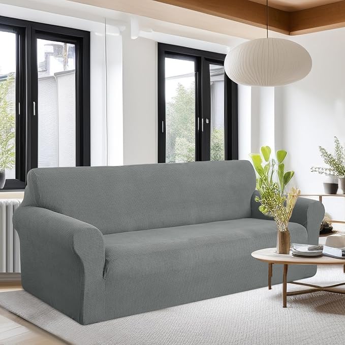 U-NICE HOME Stretch Couch Cover Sofa Cover Sofa Slipcover Furniture Protector for 4 Cushion Couch Sofa Pet Friendly(Oversized Sofa, Grey)