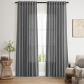 Nanspring Blazer Grey Curtains Linen Blend Light Filtering Back Tab Curtain 84 Inches Long, Semi Sheer Privacy Drapes for Living Room & Bedroom,Simple Style 52x84 inch, 2 Panels