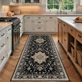 RELEANY Area Rugs 3'x7' Runner Rug Non Slip Washable for Kitchen Hallway Bedroom Beside Laundry Room Bathroom Rug, Floor Carpet, Black Brown Neutral Dark Tan