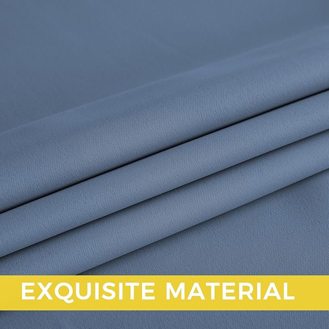 NICETOWN Stone Blue Energy Saving Drapes - Grommet Top Thermal Insulated Shades for Yard Door, Hall, Office, Flat, Garage - Durable, 1 Pair, W52 x L95