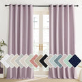 NICETOWN Pink Vintage Linen 100% Blackout Curtains for Living Room, Thermal Insulated Curtains 95“ Long, Noise Reducing Window Treatment Drapes for Home Office, 62" Wide Per Panel, Set of 2