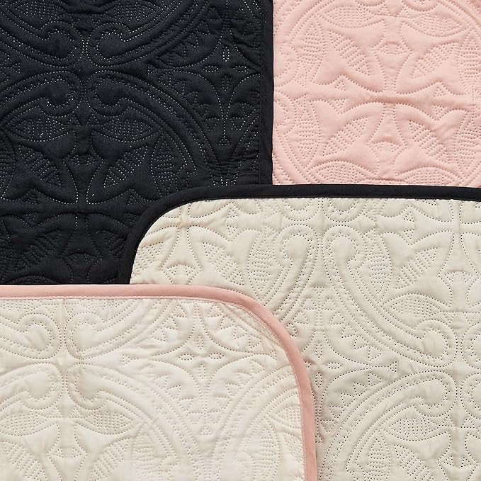 Great Bay Home Reversible Loveseat Cover - Washable Slipcover Furniture Protector with Elastic Straps - Perfect for Kids & Pets - Quilted & Stitched Detail (Dusty Rose/Taupe)