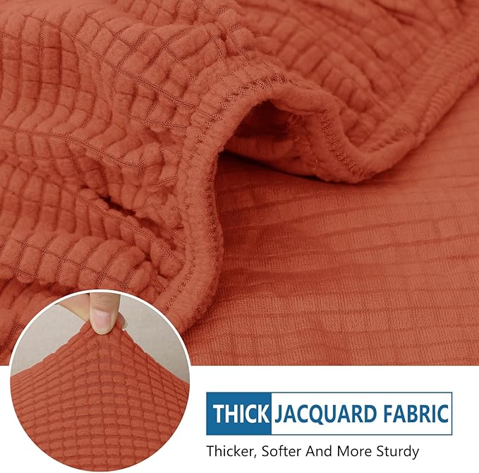 hyha Waterproof Couch Cushion Covers for Pets, Non Slip Sofa Seat Cover for Dogs Washable, Soft Thick Stretch Jacquard Fabric, Sofa Slipcovers with Elastic Bottom (3 Pieces, Rust)