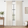 Nanspring Modern Linen Curtains 84 Inch Length 2 Panels Set for Living Room Light Filtering Semi Sheer Curtain Back Tab Neutral Luxury Modern Farmhouse Decor Linen Blend Drapes for Bedroom 52x84