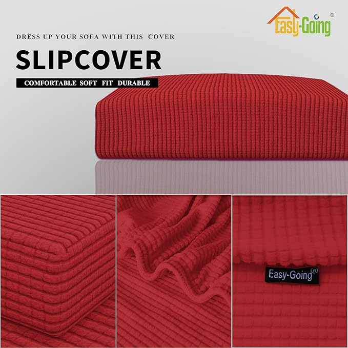 Easy-Going Stretch Cushion Cover Sofa Cushion Furniture Protector Sofa Seat Sofa Slipcover Sofa Cover Soft Flexibility with Elastic Bottom(Sofa Cushion, Christmas Red)