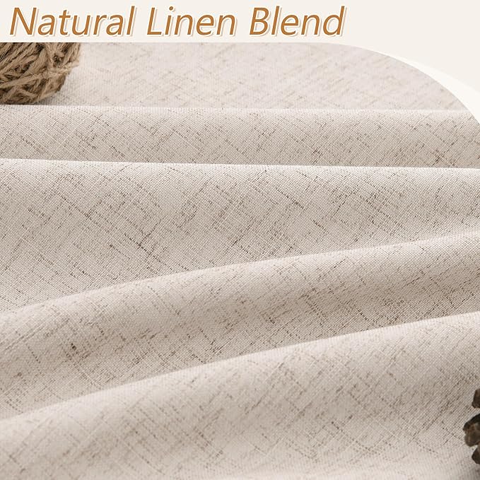 Guken Oatmeal 100% Blackout Curtains 120 Inch Length 2 Panels Set for Living Room Bedroom Back Tab Thermal Insulated Black Out Linen Drapes Room Darkening Window Curtains 52x120