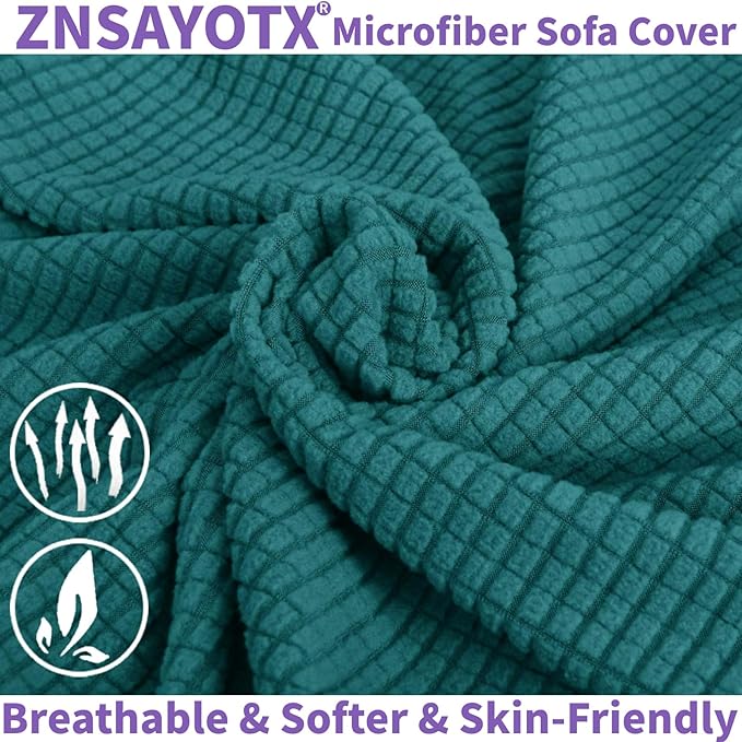 ZNSAYOTX Super Stretch Chair Slipcover Universal Sofa Chair Covers for Living Room Dogs Pet Furniture Protector Spandex Armchair Slipcovers with Anti Slip Foam Sticks (Peacock Teal, Chair)