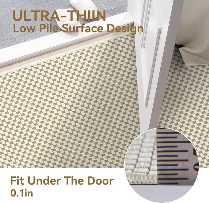 YDKGL 2x3 ft Indoor Door Mat Entryway Rug Non Slip Boho Woven Washable Small Area Rugs Runner, Front Entry Rug Entrance Doormat for Hall Porch Bathroom Kitchen Bedroom, Easy Clean, Beige 24"x36"