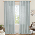 LAMIT Living Room Linen Curtains - 90 Inch, Back Tab & Rod Pocket, Light Filtering, Burlap Textured Sheer Curtains for Farmhouse, 2 Panels, 52 x 90 Inch, Greyish Blue